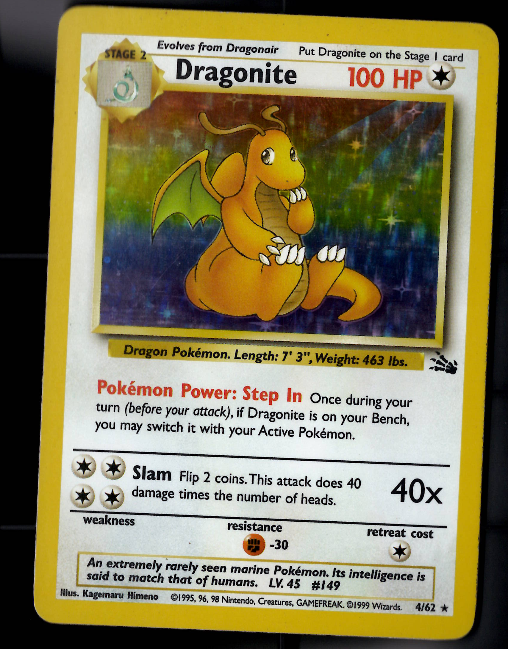Dragonite 4/62 1995 fossil LP