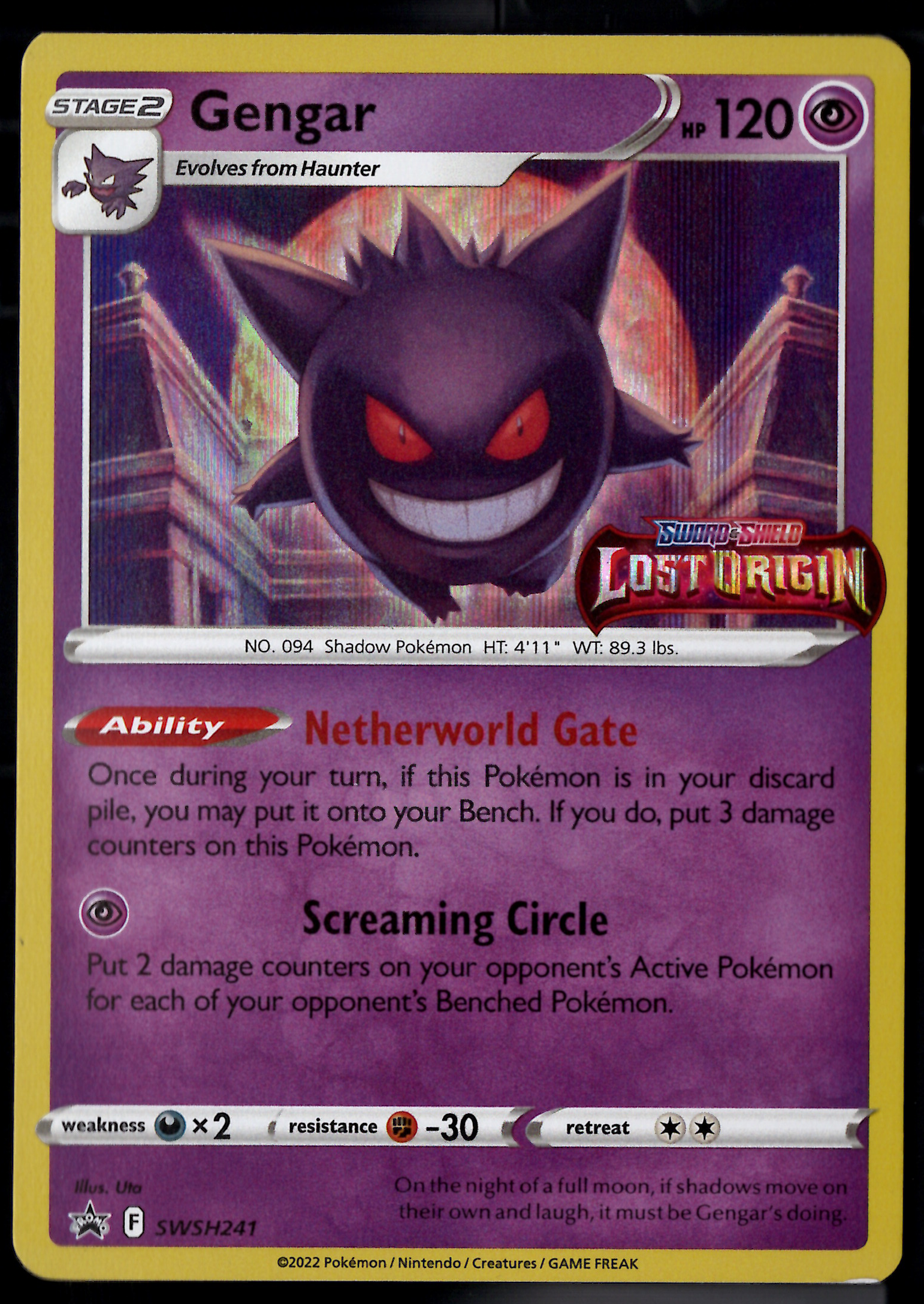 Gengar - SWSH241 (Prerelease) - SWSH: Sword & Shield Promo Cards (SWSD)