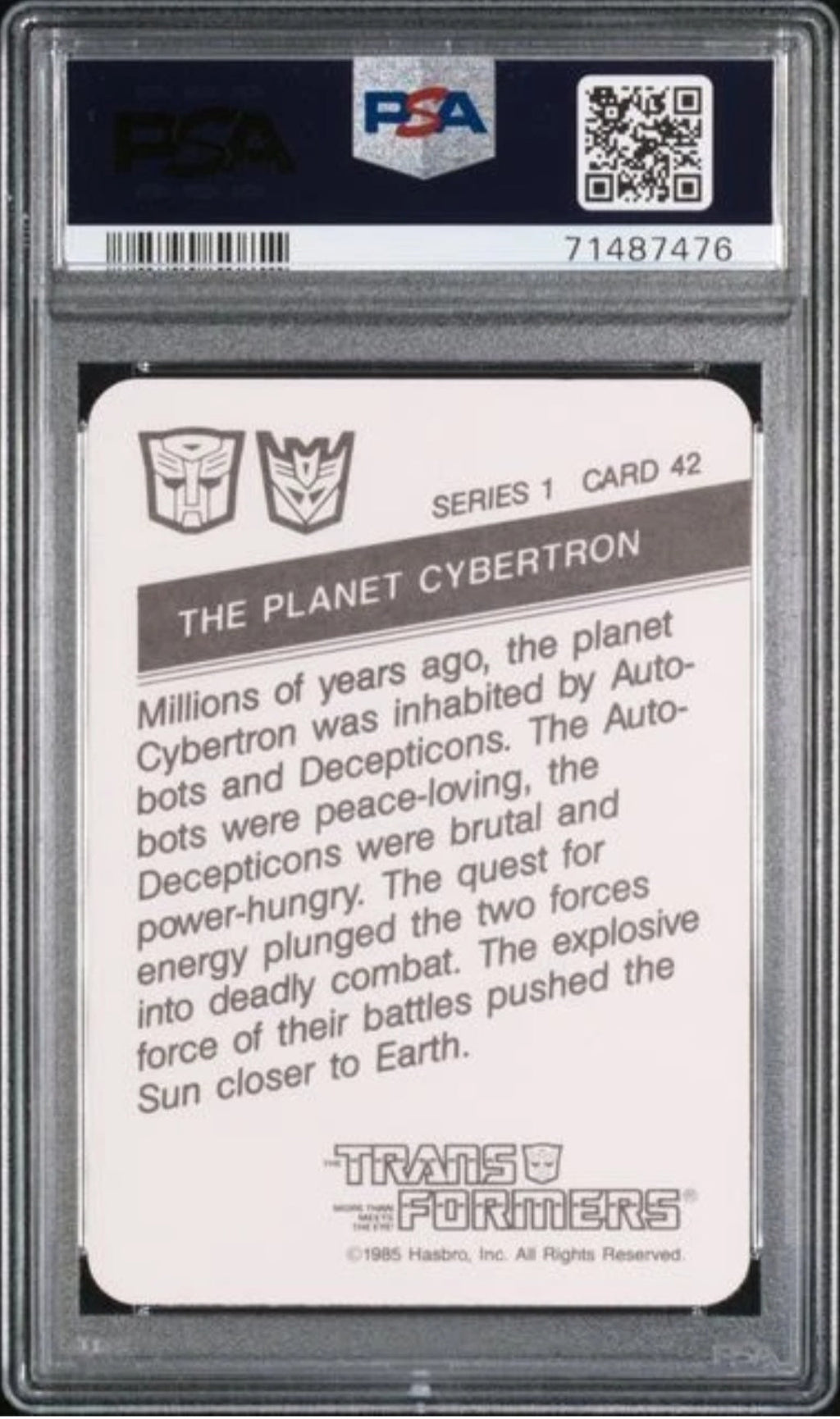 1985 Hasbro Transformers Cybertron #42 PSA 9 Mint