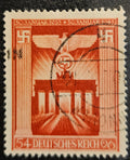 1943 Germany Deutsches Reich Brandenburg Gate 54+96pf Stamp – Michel 829 – Used