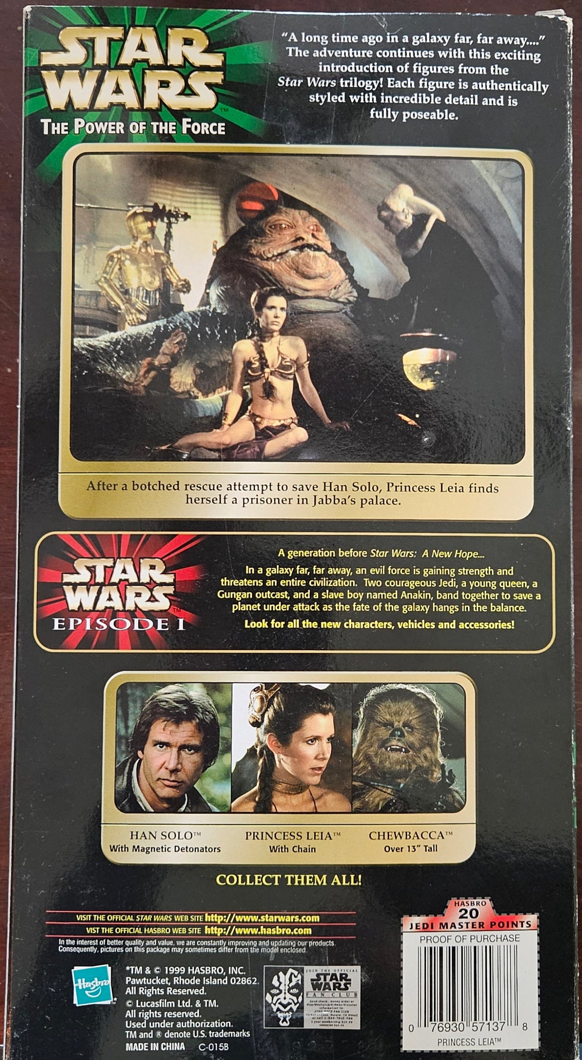1999 Hasbro Star Wars: The Power of the Force 12-inch Princess Leia with Chain